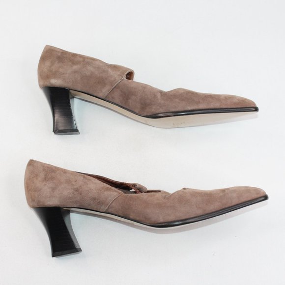 Ellen Tracy Womens Sz 10 Linda Allard Brown Suede Block Heeled Pointed Toes #135 - Picture 7 of 11